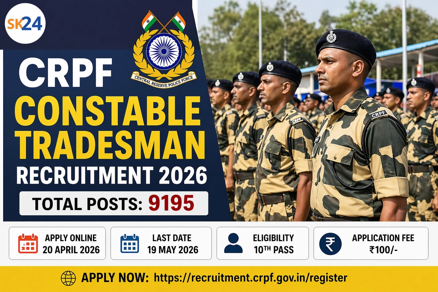 CRPF Constable Tradesman Recruitment 2026