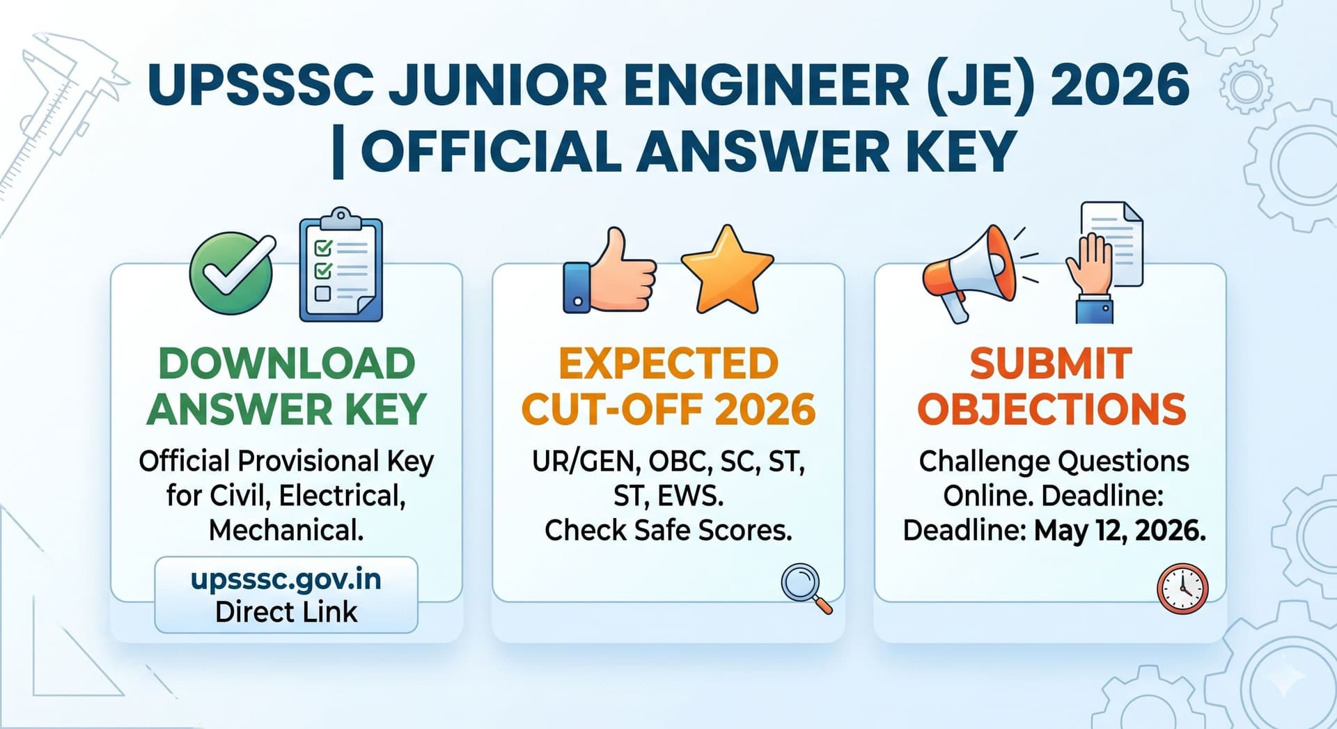 UPSSSC Junior Engineer Answer Key 2026: Check Marks & Cut-Off